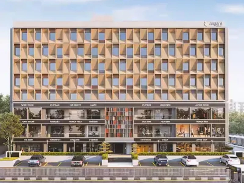 Aagam Avenue commercial project with 125 parking spaces completed by i-CUBE using smart car parking solutions in India