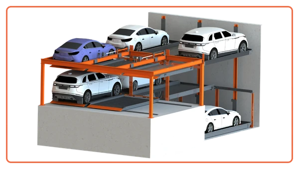 i-CUBE customized car parking system designed with multi-level platforms for unique site layouts and project requirements