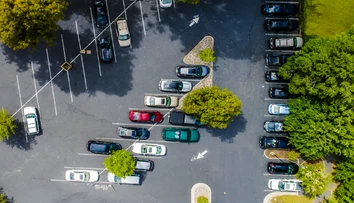 Aerial view of a professionally planned parking lot by car parking consultants in India.