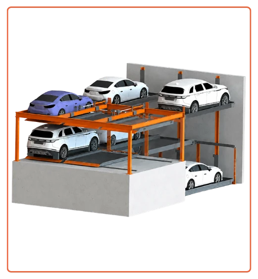 Automated puzzle car parking system manufactured by i-CUBE in India