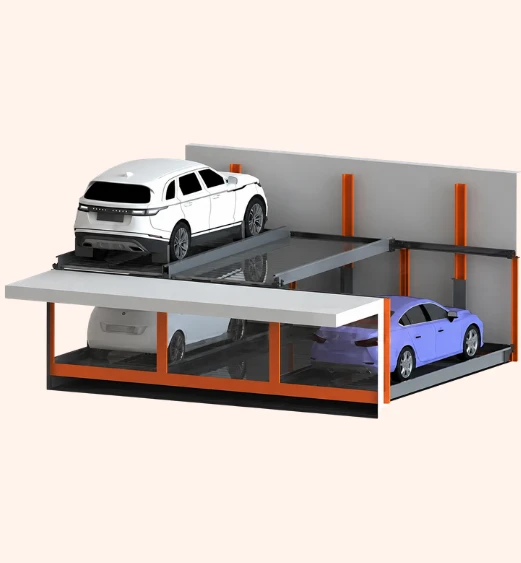 i-CUBE automated parking system in India with cars held on stacked steel platforms in a project basement