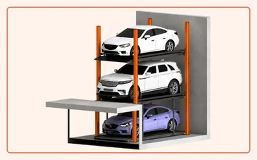 Pit Parking System Pit parking system lowering a car below ground in an automated parking solution