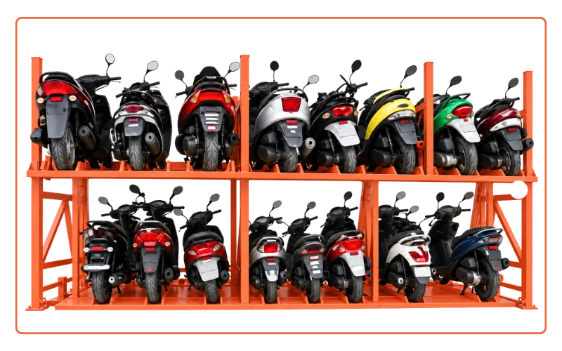 Carousel two-wheeler parking system — multi-level automatic bike parking