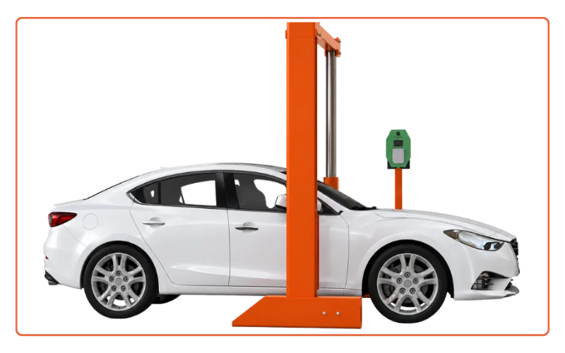Integrated parking EV charger with car parking lift for electric vehicle charging solutions
